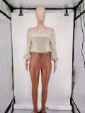 Sequin Off Shoulder Lantern Long Sleeve Top GYOM-8883