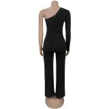 Single Shoulder Long Sleeve Sequin Jumpsuit BY-7301