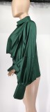 Long Sleeve Deep V-neck Satin Blouse GYOM-8793