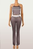 Polka Dot Print Sling Tank Top And Pants Set YWXS-K25L1325