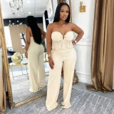 Solid Color Wrap Chest Jumpsuit CYA-901979