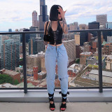 Sexy Halter-Neck Strappy Leather Vest GYOM-8701