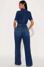 Fashion Short Sleeve Denim Jumpsuit LX-8605