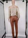 Sequin Off Shoulder Lantern Long Sleeve Top GYOM-8883