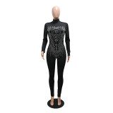 Long Sleeve Hot Drill Tight Jumpsuit CYA-901649