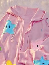 Zipper Embroidered Cartoon Pullover Hoodie YWXS-XS-124