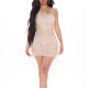 Single Shoulder Long Sleeve Sequin Mini Dress GYOM-8778