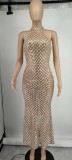 Sleeveless Hot Drill Sequin Backless Maxi Dress GYOM-8881