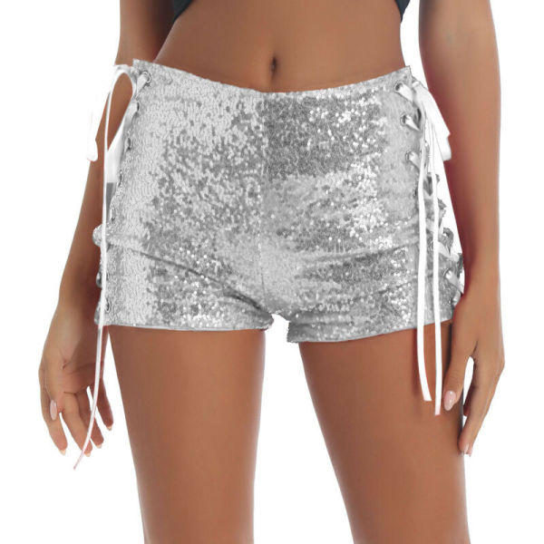Hollow Out Sequin Tie Up Shorts GYOM-8864
