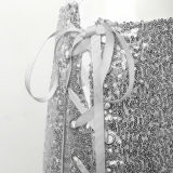 Hollow Out Sequin Tie Up Shorts GYOM-8864