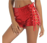 Hollow Out Sequin Tie Up Shorts GYOM-8864