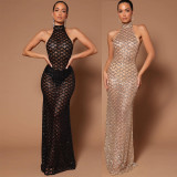 Sleeveless Hot Drill Sequin Backless Maxi Dress GYOM-8881