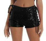 Hollow Out Sequin Tie Up Shorts GYOM-8864