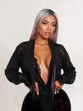 Deep V Neck Solid Color Mini Dress GQNF-Y00342DC