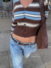 V Neck Contrast Color Knits Coats GQNF-Y00280CM