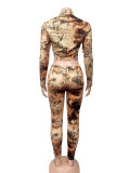 Print Long Sleeve Tops Two Piece Pants Set GQNF-Y00322SC