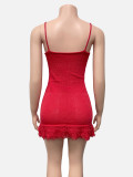 U Neck Tassel Sling Mini Dress GQNF-F00127DM