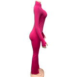 Solid Color Zipper Casual Jumpsuit GQNF-Y00270QC