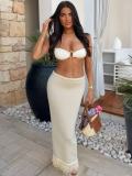 Solid Color Tassel Long Skirt GQNF-Y00271DM