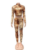 Print Long Sleeve Tops Two Piece Pants Set GQNF-Y00322SC