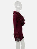 V Neck Long Sleeve Knits Mini Dress GQNF-Y00615DM