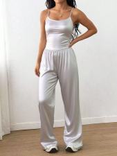 Solid Color Sling Top Wide Leg Pants Suit GQNF-Y00307QC
