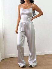 Solid Color Sling Top Wide Leg Pants Suit GQNF-Y00307QC
