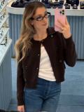 Double-breasted Lapel Collar Knit Cardigan Coats GQNF-Y00269CM