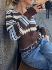 V Neck Contrast Color Knits Coats GQNF-Y00280CM