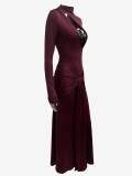Long Sleeve Hollow Out Maxi Dress GQNF-Y00519DC