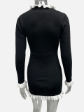 Color Block Long Sleeve Knits Mini Dress GQNF-Y00413DM