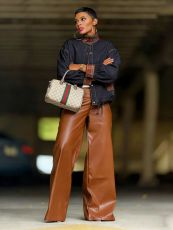 Plaid Patchwork Long Sleeve Denim Coats GYLN-9067