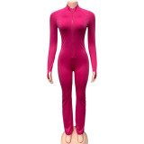 Solid Color Zipper Casual Jumpsuit GQNF-Y00270QC