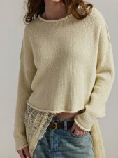 Solid Color Knits Pullover Sweater GQNF-Y00274TM