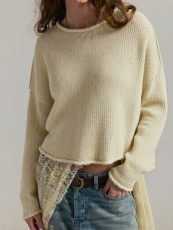 Solid Color Knits Pullover Sweater GQNF-Y00274TM