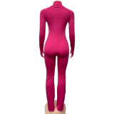 Solid Color Zipper Casual Jumpsuit GQNF-Y00270QC