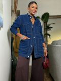 Plus Size Fashion Loose Long Sleeve Denim Coat GYLN-4903