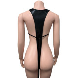 Deep V Neck Backless Tops Fifth Pants 2 Piece Set GQNF-Y00401SC