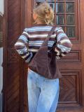 V Neck Contrast Color Knits Coats GQNF-Y00280CM