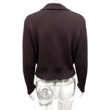 Double-breasted Lapel Collar Knit Cardigan Coats GQNF-Y00269CM