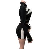 Contrast Color Patchwork Two Piece Shorts Set GQNF-Y00286SC