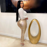 Hollow Out Heart Rhinestone Pants YNSF-8020