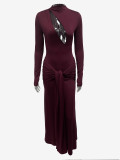 Long Sleeve Hollow Out Maxi Dress GQNF-Y00519DC