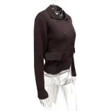 Double-breasted Lapel Collar Knit Cardigan Coats GQNF-Y00269CM