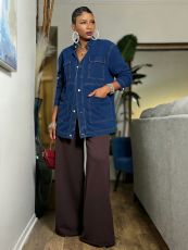 Plus Size Fashion Loose Long Sleeve Denim Coat GYLN-4903