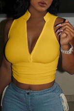 Solid Color V Neck Tight Tank Top GFCF-1289