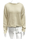 Solid Color Knits Pullover Sweater GQNF-Y00274TM