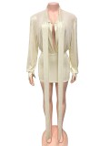 Deep V Neck Solid Color Mini Dress GQNF-Y00342DC