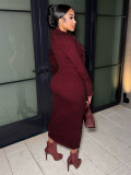 Tassel V Neck Long Sleeve Knits Maxi Dress GQNF-Y00467DM