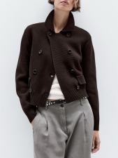 Double-breasted Lapel Collar Knit Cardigan Coats GQNF-Y00269CM